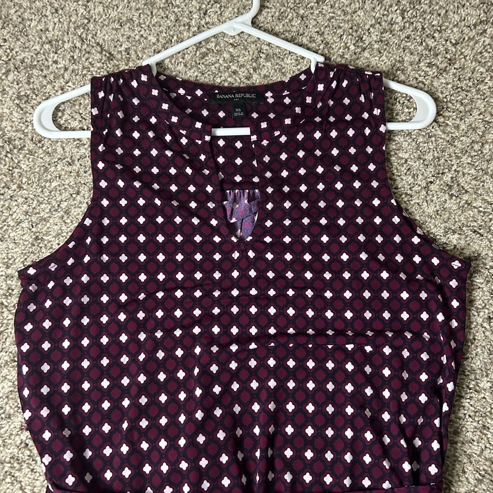Banana Republic Purple Shift Dress with Belt and Geometric Pattern Size XS - Picture 3 of 5